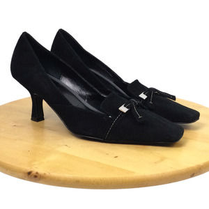 Etienne Aigner Black Suede Kitten Heel Pumps